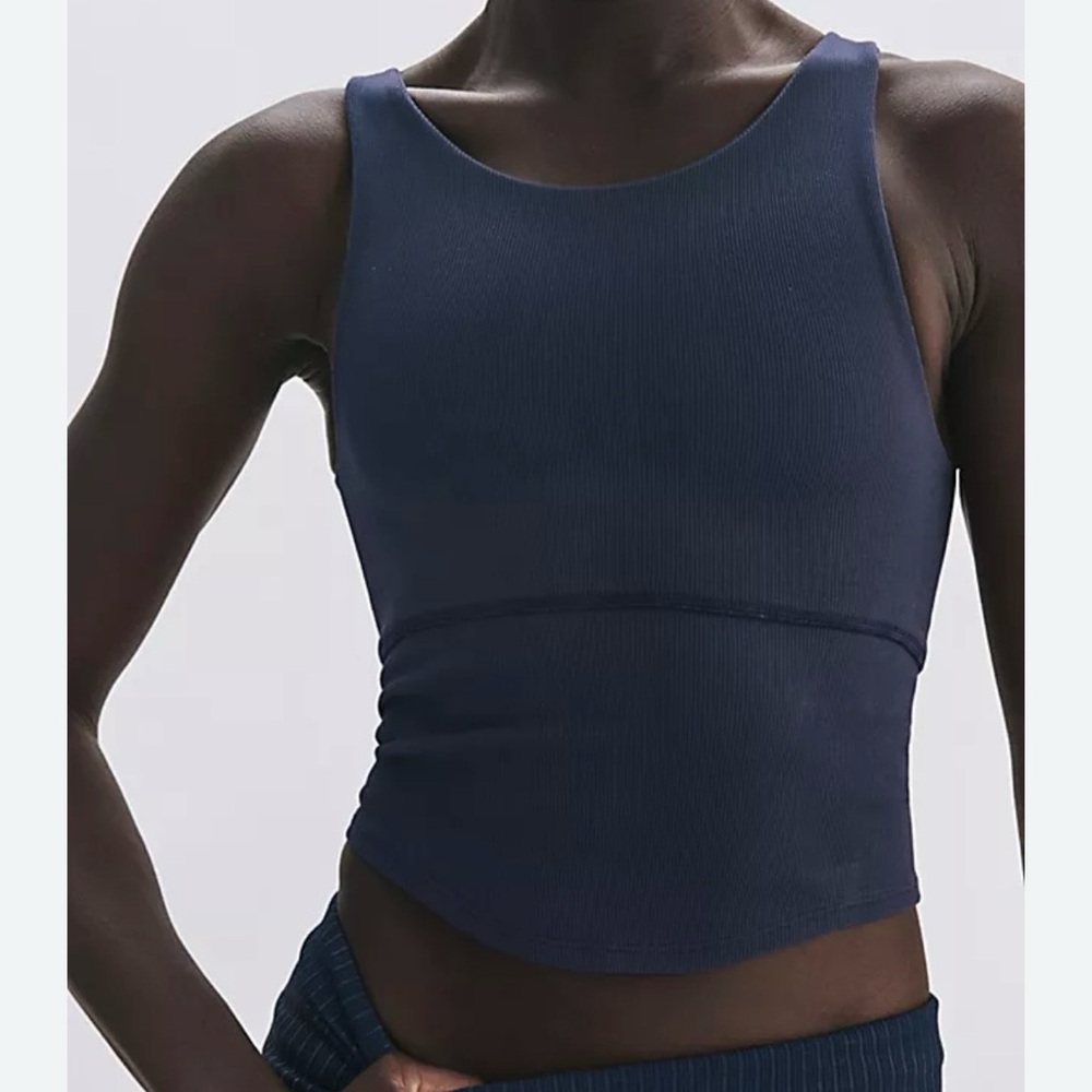 NWT FP Free People Movement Free Throw Unwind Cami Midnight Navy Blue Ribbed M-L